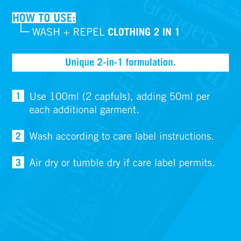 Grangers Clothing Wash + Repel For Outerwear/ 1 Ltr/ Clean and Waterproof In Your Home Washing Machine - Image 5